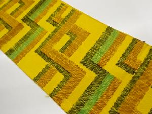 手織り紬幾何学模様織出し名古屋帯